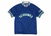 Mitchell & Ness Mens Seattle Seahawks Quarter Zip Mesh Pullover