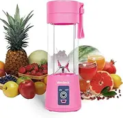 Personal Blender, Portable Blender for Smoothies and Shakes Handheld Electric Fruit Mixer Machine Six Blades 380mL USB Rechargeable Ice Mini Juicer Cup Home/Office/School/Outdoors (Pink)