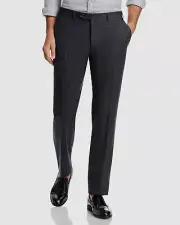 Canali Men's Gray Capri Wool Flannel Slim Fit Trousers Dress Pants Size 34