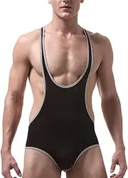 Men's Wrestling Singlets Athletic Supporters Sport Bodysuit One Piece Sleeveless Jumpsuits Slimming Compression Training Wrestling Weightlifting (Color : Black1, Size : XL)