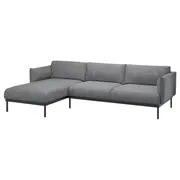 ÄPPLARYD 3-seat sofa with chaise longue, Lejde grey/black