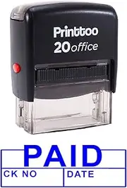 Printtoo Paid CK NO. with Date Self Inking Rubber Stamp Office Stationary Custom Stamp-Blue