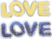 TEHAUX 2Pcs Sequin Embroidered Letter Patches for Clothing DIY Crafting Stylish Decorative Sew Patches for Backpacks Jeans and Accessories