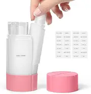 Olatay Travel Bottle, TSA approved 4-in-1 Leak-Proof Bottle, 4 * 60ml/2oz, with 2 Pre-printed Labels for Travel Gym Camping, Carry-On Travel Size Toiletries Shampoo Lotion Bottle for Women Men