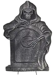 Grim Reaper Grey Foam Cemetery Tombstone Halloween Decoration
