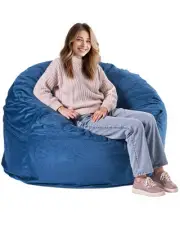 VEVOR Round Bean Bag Chair with Removable and Washable Cover for Adults Blue,...