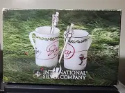 International Silver Co Holiday Joy Gift Set 2 Mugs 11 oz & 2 Silverplate Spoons