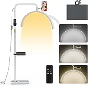 MYSWEETY Eyelash LED Floor Lamp, 29'' Foldable Half Moon Light for Lash Extension,Lash Lamp, Esthetician Light with Phone Holder & Stand Tray, Lash Light for Eyelash Tech, Tattoo, Salon, Nails