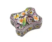 Ciel Dragonfly Floral Trinket Box Made with Austrian Crystals & Enamel