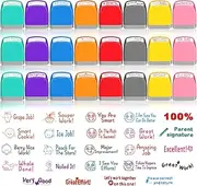 Yinder 24 Pcs Colorful Teacher Stamps for Grading Assorted Motivational Self Inking Stamp Encouraging Signature Kids Elementary School Classroom Homeschool Homework Gifts Supplies (Classic)