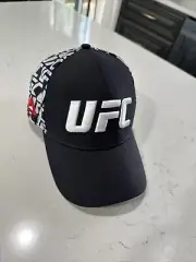 Reebok UFC Hat Cap Logo Snap Back MMA Octagon Training Gym Mesh Back White Black