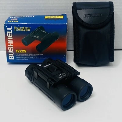 Bushnell Powerview 12x25 Roof Prism Binoculars 12 X 25 NEW NOS 13-1225 Compact
