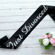 Black 'Just Divorced' Satin Sash