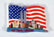 Hand Painted World Trade Center American Flag Refrigerator Magnet 011F
