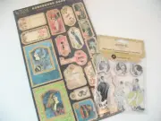 NEW Graphic 45 Lot 2 Chipboard TROPICAL TRAVELOGUE Tags 2 & Flapper Cling Stamps