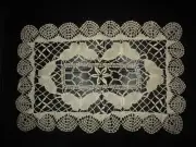 NEW * 100% COTTON HAND MADE CLUNY BOBBIN LACE RUNNERS * BEIGE * 11 X 16" OBLONG.