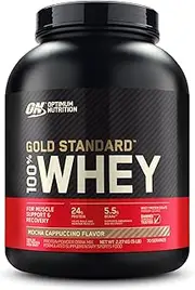 OPTIMUM NUTRITION Gold Standard 100% Whey Protein Powder, Mocha Cappuccino, 2.27kg - [2024/2025 plastic neck band packaging may vary]