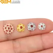 S925 Sterling Silver Flower Spacer Bead Cap Beads Craft Jewelry Findings 10pcs