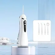 Frafuo Water Flossers For Teeth With 4 Nozzles-Portable Dental flosser For Travel-Cordless Deep Clean Teeth-Teeth Water Flosser 300ml-Travel Oral Irrigator 3 Modes With Removable Water Tank-IPX6 Waterproof (White)