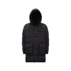 Moncler Rowan Teddy Trim Hooded Long Down Jacket Night Blue - 24FW