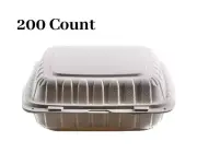 [ 200 Pack ] 3 Compartment Clam Shell Take Out Food Container 9 inch