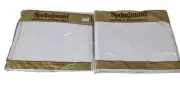 Vtg 70s NOS Springmaid Twin Flat & Fitted Sheets White No Iron
