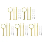 5 Set Cake Tray Stand Handle Plate Hardware Fitting, 3-Tiers Round Gold