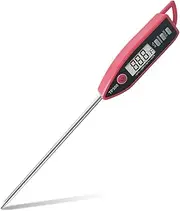 Digital Meat Food Thermometer for Cooking Kitchen BBQ Grill, Probe Instant Read Thermometer for Candy Candle Pork Milk Deep Fry Roast Baking Temperature (red)