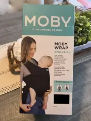 Moby Wrap Evolution Baby Infant Toddler Carrier Black 8-30 lbs Soft Breathable