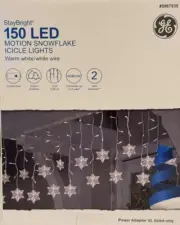 GE White LED Motion Snowflake Icicle Lights - 150 LEDs - 5967935