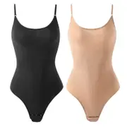 Women Seamless Thong Tank Top Body Shaper Bodysuit - 2 Pack