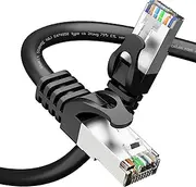Cat6A Ethernet Cable (3 ft, Black) 10Gbps Snagless Shielded SSTP, SFTP Shielded Ethernet Cable, 26AWG 4 Pair Solid Bare Copper Cat6 Cable, Cat 6 Shielded Network Cable - 3 feet