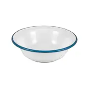 Urban Style Enamelware 14cm/350ml Basin/Bowl w/ Blue Rim - White