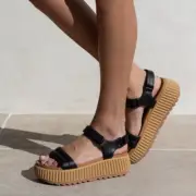 REEF Vista Higher Raya Platform Sandals — Black, 8