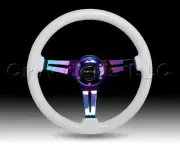 NRG Neochrome Steering Wheel - White Colored Wood - 350mm - Part # ST-015MC-WT