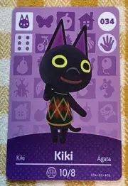 Animal Crossing New Horizons Amiibo: Kiki #034 NFC Tag FREE SHIPPING!