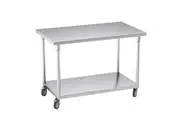 SOGA 120cm Commercial Catering Kitchen Stainless Steel Prep Work Bench Table with Wheels