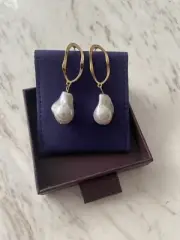 Imitation Baroque Pearl Earrings Irregular Shape Party Jewellery Gift, UK stock
