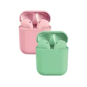 Catzon 2 Packs Wireless Earbuds inPods 12 Touch Control Bluetooth 5.0 Earbuds Earphone with Storage Case-Pink&Green