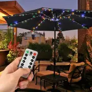 Patio Umbrella String Light Fit 8-Rib 8/9/10 Ft Outdoor Shade 128 RGB LED 8 Mode