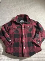 Weatherproof Boys Sz 6/7 Red & Black Plaid Sherpa Lined Snap Fleece Shacket