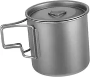 Alipis Titanium Camp Cup with Foldable Handle Portable Outdoor Mug for Boiling Water Lightweight Drinkware for Hiking Camping Backpacking Versatile Travel Companion