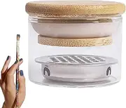 Brush Cleaner | Nail Glass Cup with Lid - Glitter Brush Cup, Nail Brush Cleaning Tool, Storage Cup, Portable Filter for Nail Salon and Home Use