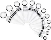 [CrazyPiercing] Big Ear Gauges Kit 24 Pieces Acrylic Tapers and Plugs Double O-Rings Stretching Set