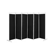 Costway 6 Panel Room Divider Folding Privacy Screen 3x1.8M Partition Freestanding Steel Frame Home Office Black