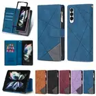 For Samsung Galaxy Z Fold6 Fold5 Fold4 Fold3 Zipper Wallet Case + Wrist Strap