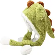 [DILINBAO] Animal Hat Cartoon Dinosaur Hat Cute Plush Moving Ears Jumping Up Beating Funny Cap Cosplay Festival Dress Up Hat