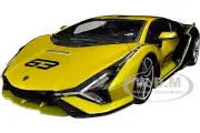 LAMBORGHINI SIAN FKP 37 #63 YELLOW & BLACK 1/18 DIECAST MODEL CAR BBURAGO 11100