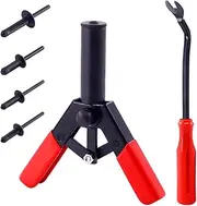 Swpeet 41Pcs Poly Rivet Gun Set with 1Pcs Rivet Removal Tool, Poly Rivet Tool for All Plastic Rivets Safe Metal or Plastic Clips Removal - Free Fastener Remover Included