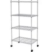 Wire Shelving Unit with Wheels, 4-Tier Adjustable Heavy Duty Metal Shelf Wire...